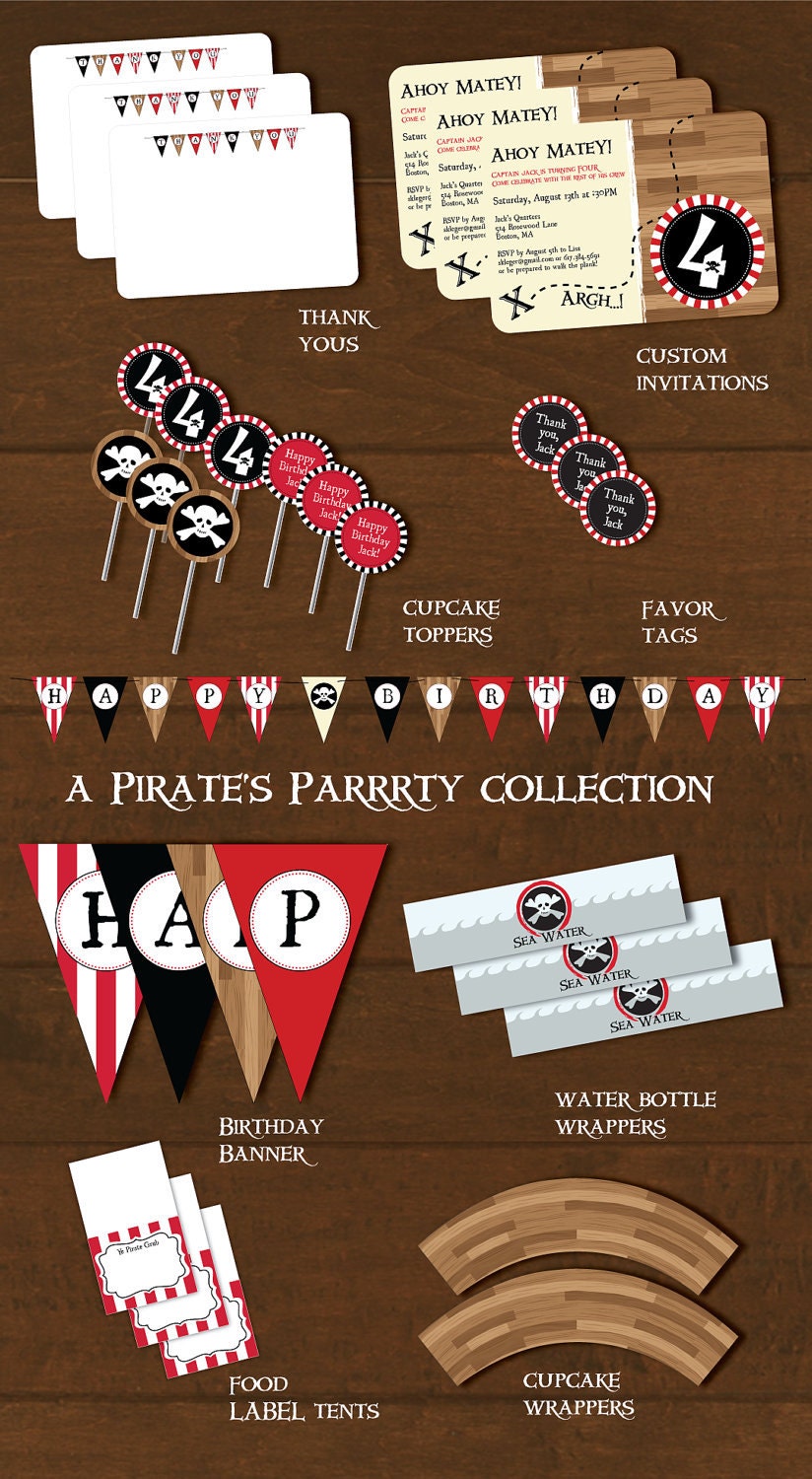 Pirate Party Decorations and Invitation Printable Birthday