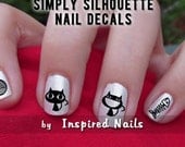 Bad Kitty Nail Decals Black and Clear Simply Silhouette by Inspired Nails