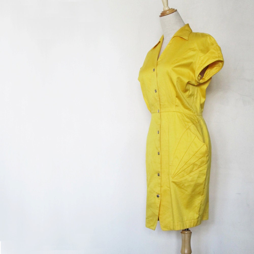 RESERVED MUGLER Vintage Dress Honeybee Yellow Dress French Dress