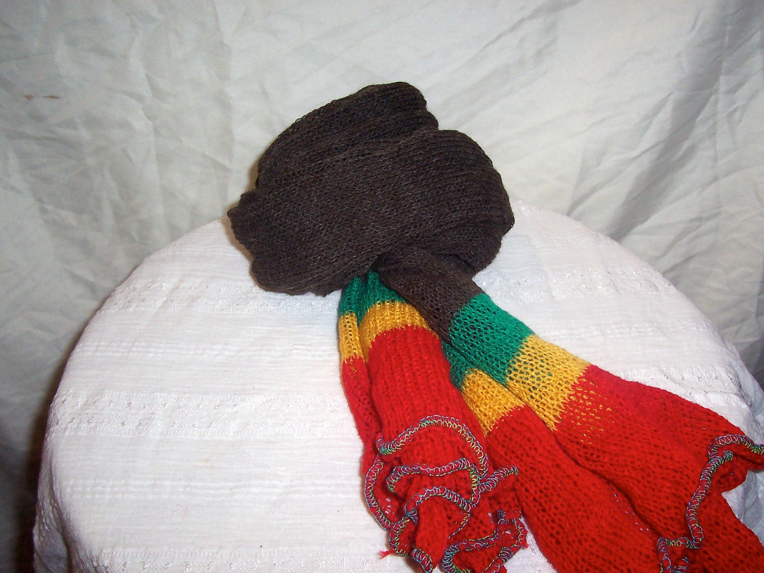 Rasta Gear Charcoal Head Wrap With Reggae Colors (FREE US SHIPPING)