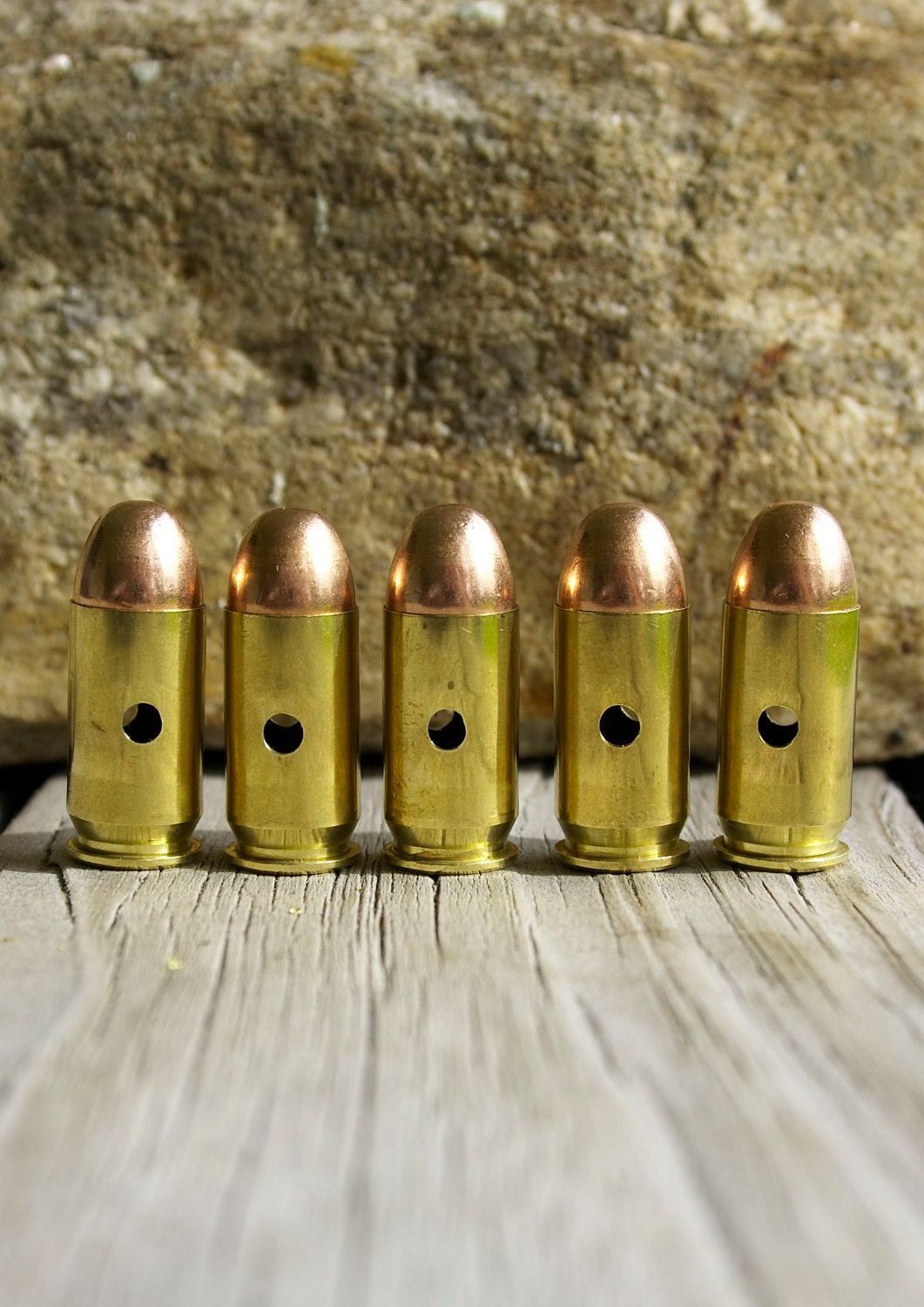 Make Bullet Jewelry with Real Bullet Beads,Five 45 Caliber Brass Bullets, Large Side Holes