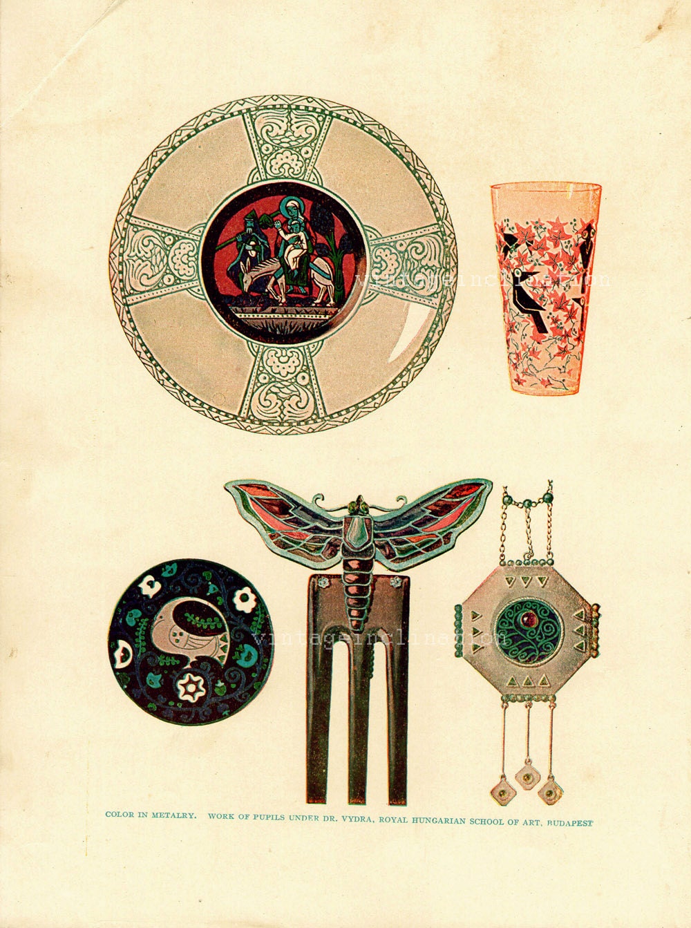 Art Print 1917 Edwardian, Color In Metalry, jewelry print