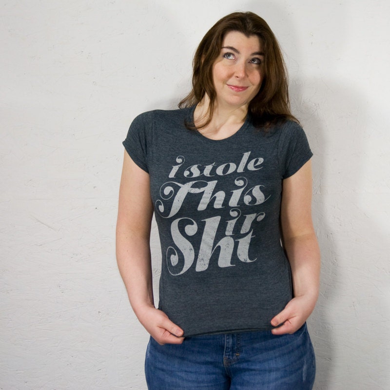 tshirt stolen shirt distressed typographic ladies tee - LIMITED