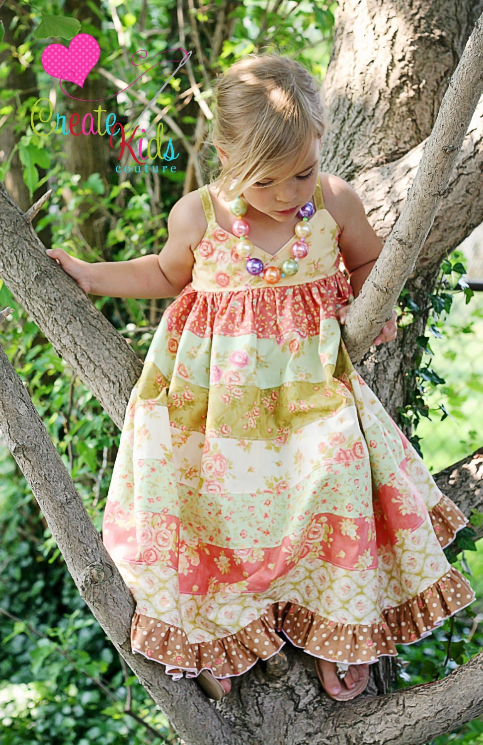 Piper's Stripwork Maxi Dress PDF Pattern sizes 6-12 months to 8 girls