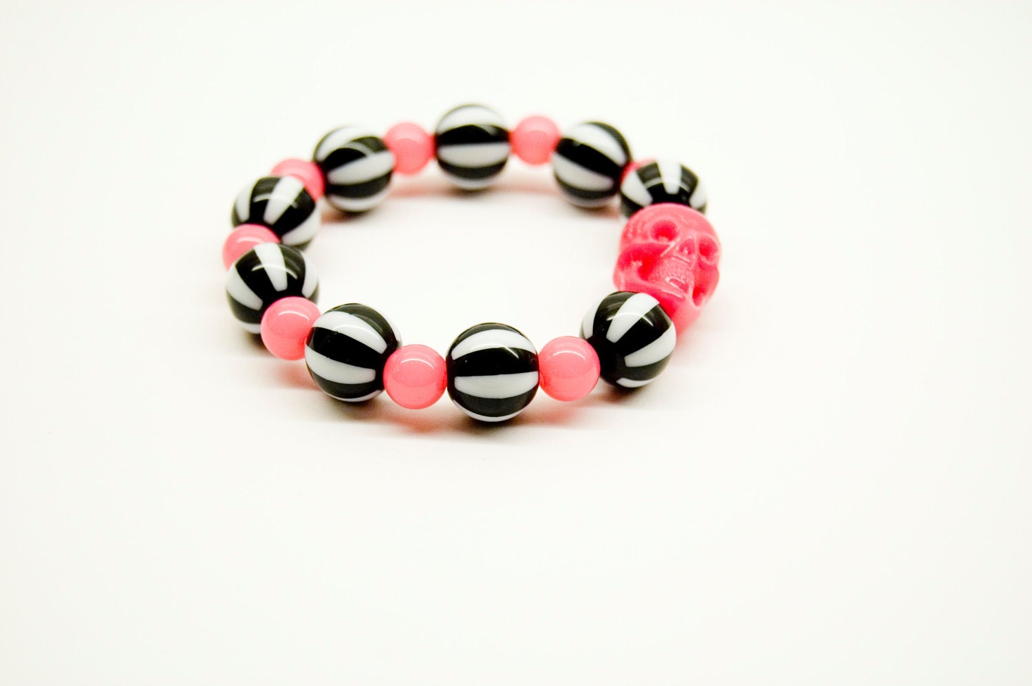 SALE FURTHER REDUCED Candied Death Stretch Bracelet - Black/Pink