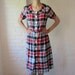 1950s plaid dress . summer picnic dress . 50s day dress