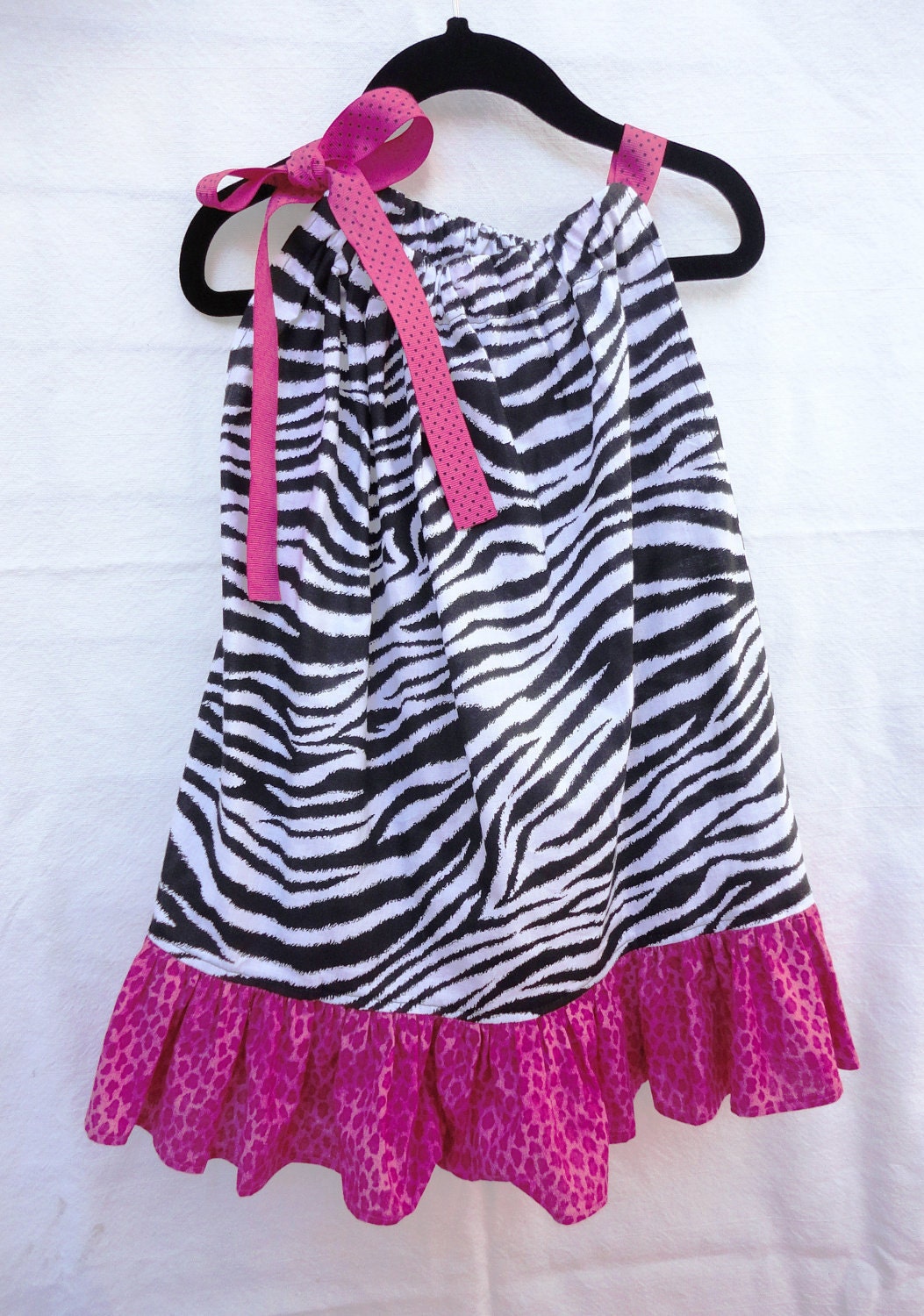 Zebra Pillowcase Dress, Animal Print Pillowcase Dress, Cheetah Pillowcase Dress, Ruffle Dress, Sz 2/3 4/5 6/7 8/10