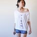 Vegan Clothing: Organic Blend - White Oversize Angie Top (Size L)