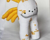SALE: Tiff - monster plush recycled reused white cuddly weird crazy creature