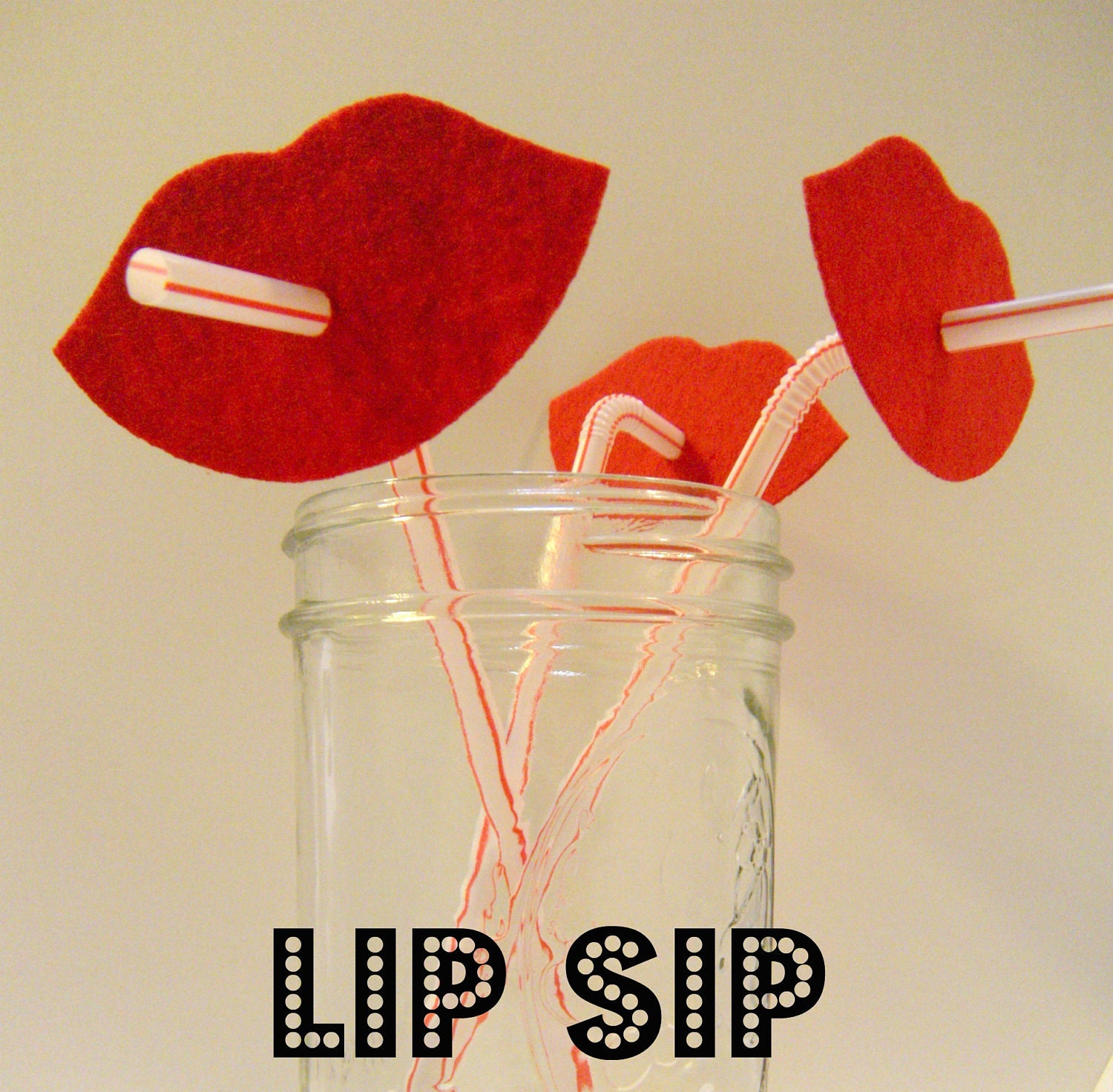 Lips on a straw photo booth prop party favors red