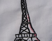 Made to Order-Hand Embroidered Eiffel Tower Tea Towel