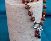 Beaded Bracelet Fall Colors Glass, One of a KInd