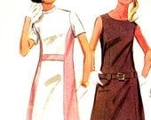 Vintage 1960's Mod A Line Princess Dress with Belt and Collar Options Sewing Pattern McCall's 9228--Bust 34