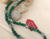 Malachite and art glass necklace, green necklace, fashion