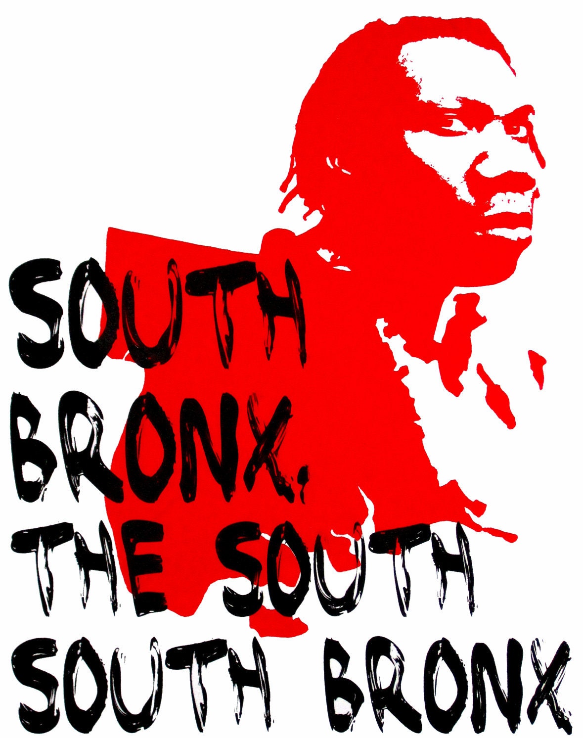 South Bronx - Original KRS-One Illustration Screen Print (Red and Black) 11'' x 14''