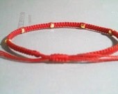 reeses. classic friendship bracelet faceted gold beads on adjustable macrame cotton cords