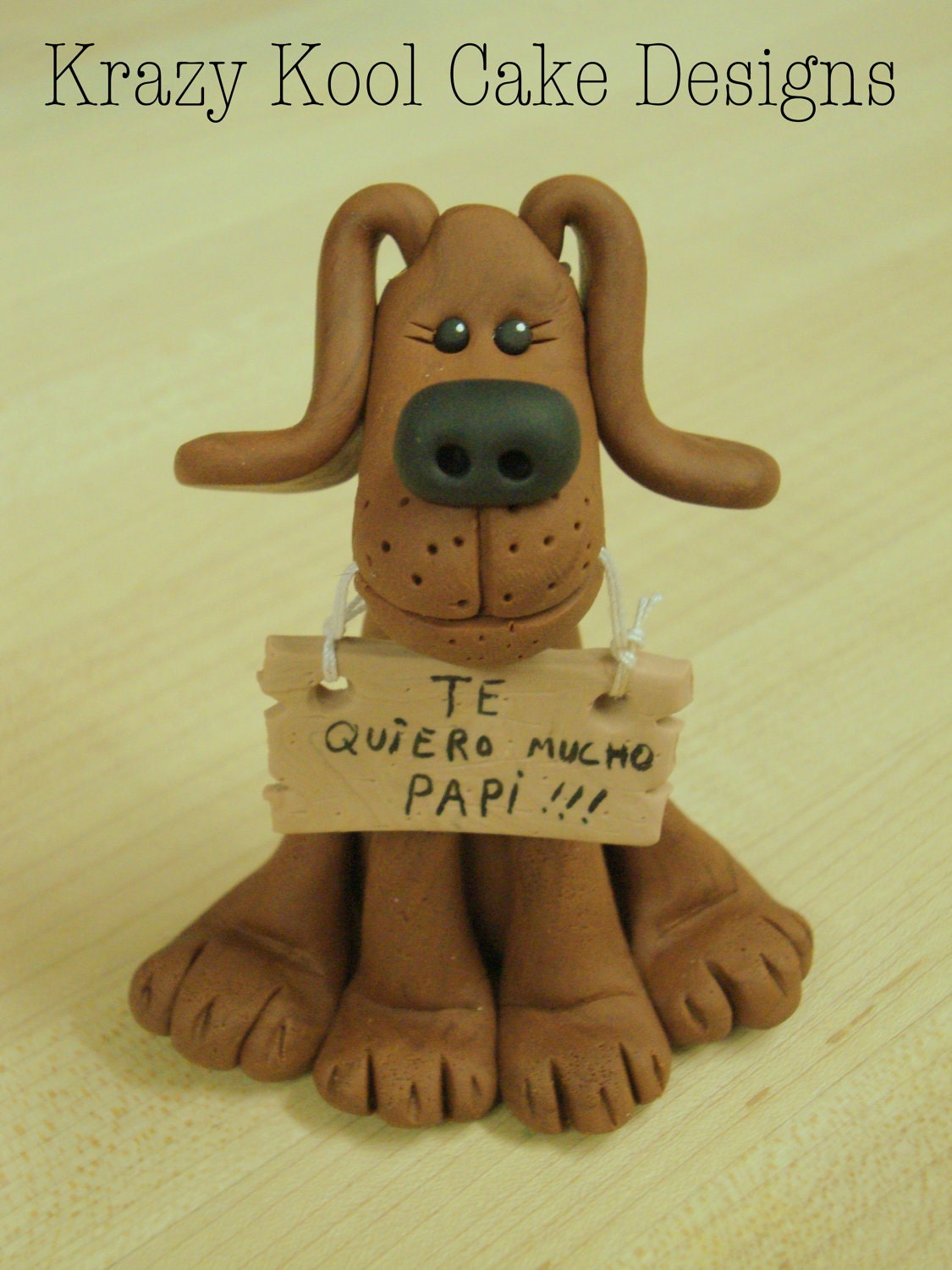 Doggie Cake Topper With Custom Sign