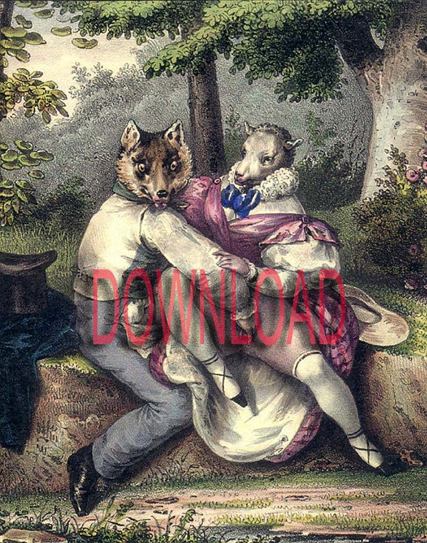 MATURE... Naughty Wolf & Sheep... Fun Digital Download Image
