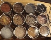Set of 12 Individual 1oz Food Safe Tins of Gourmet Culinary Salts & Exotic Peppercorn Blends