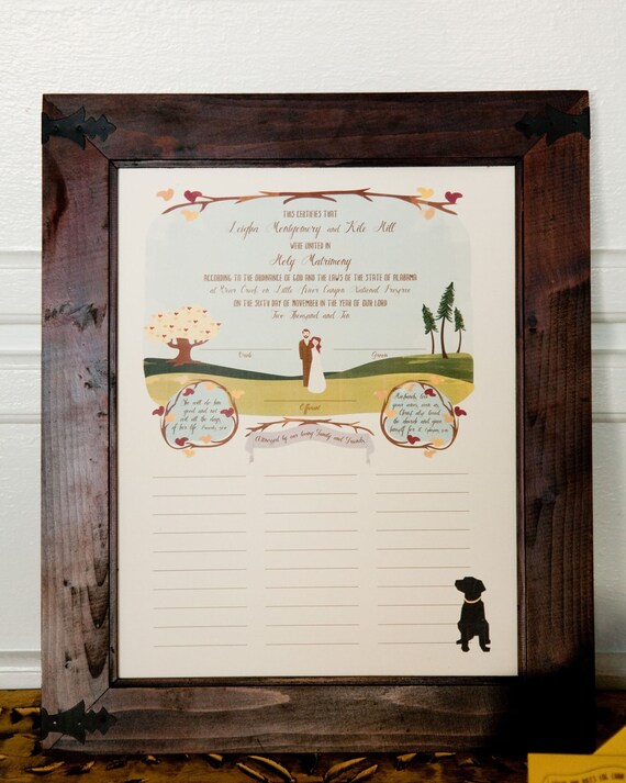 Wedding Poster - Alternative Guestbook - Marriage Certificate - Custom Bride & Groom Illustration