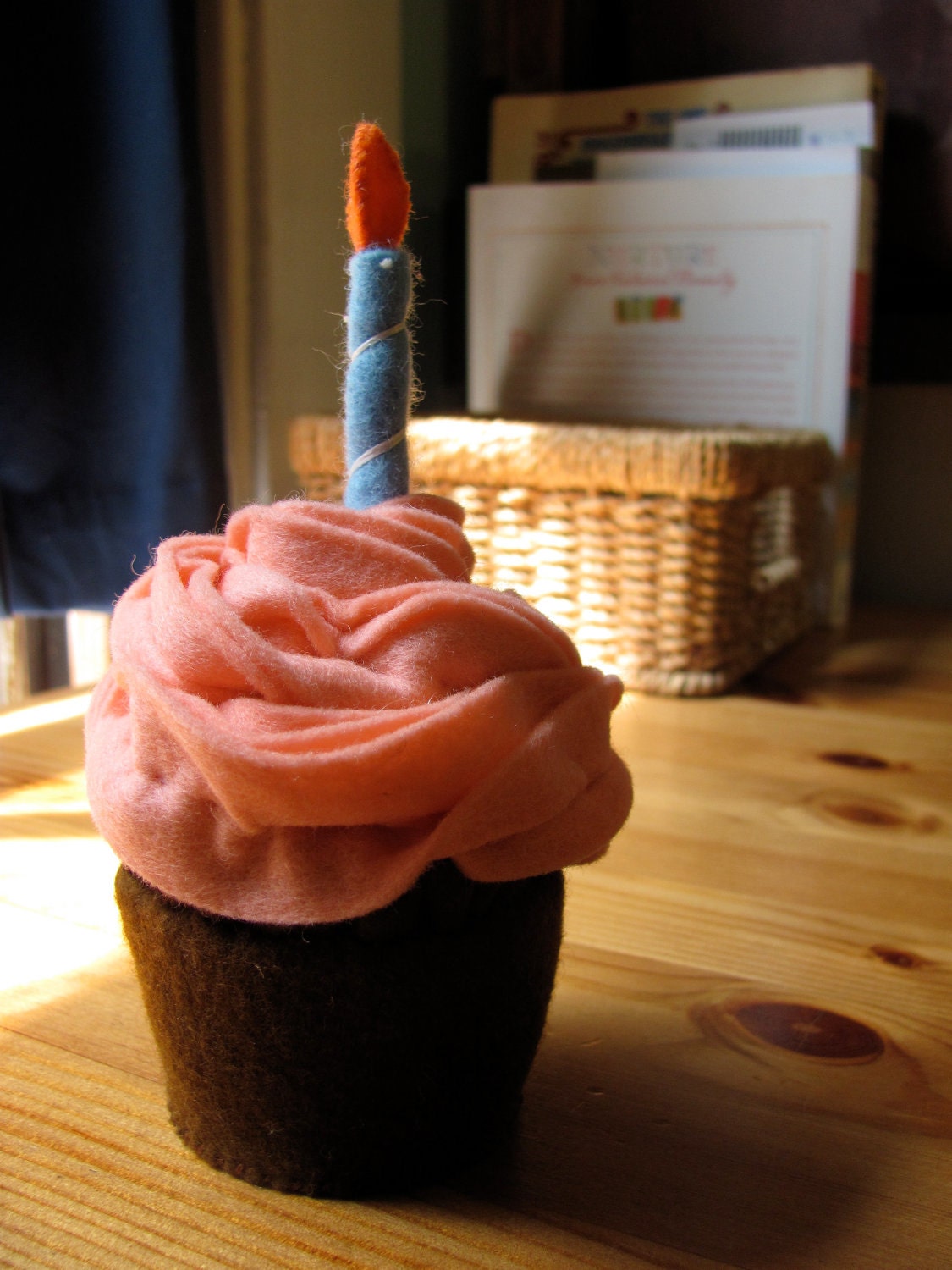 100% wool felt birthday cupcake play food waldorf inspired