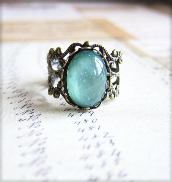 Turquoise Ring Aqua Ring Blue Mint Green Ring Vintage Style Victorian Style Fairy Tale Winter Nutcracker Under the Sea Mermaid Jewel Ring