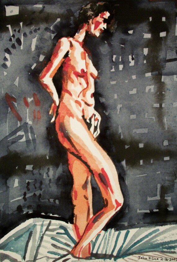 Figure Painting. Watercolor on Paper. 8"' x 11". Nude. Original. Female.