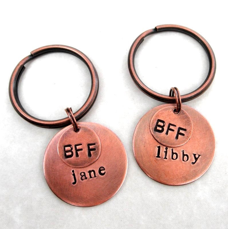 Custom Key Chain Best Friend Gift Set of 2 BFF with by hoptimystic