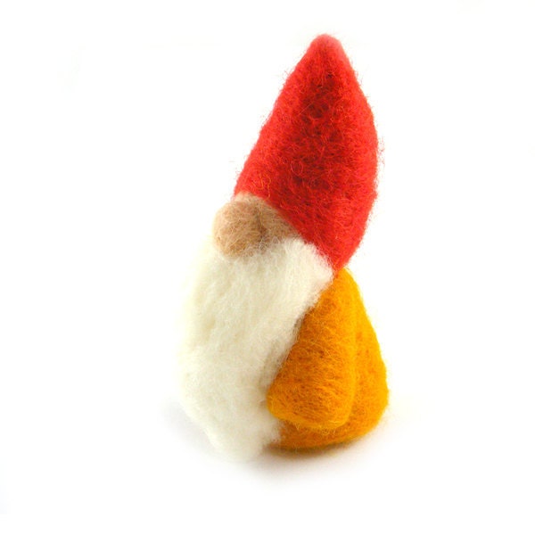 Golden Gnome Needle Felted Gnome Waldorf Gnome Soft Sculpture Needle Felted Ornament Art Doll