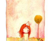 Giclee Print. Heartwarming Illustration. Red Hair girl: "She is Sorry" by Majeak Ann  - Limited Edition