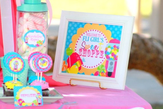 Sweet Shop Party -Candyland -SIGN- Lalaloopsy Party - Candy Land Party- Sweet Shoppe- Lollipop- Bubble Gum- Girls Birthday - Krown Kreations Il_570xn