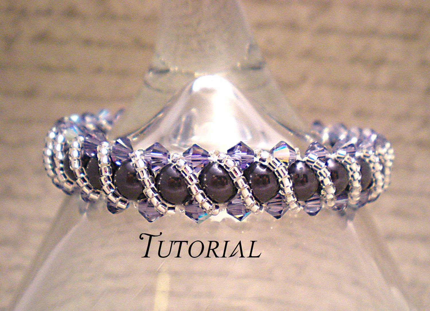 Tutorial PDF Right Angle Weave Swarovski Crystal and Pearl Bracelet with Twisting Seed Bead Overlay, Instant Download