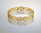 Gold Filigree Bracelet, Golden Lace Bangle, Bridal Bracelet, Bridesmaid Gift- Ready to Ship