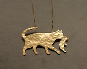 Cat Holding her Kitten Pendant , Cat Necklace, Kitty Cat Silhouette, Gift for Mom- Ready to Ship