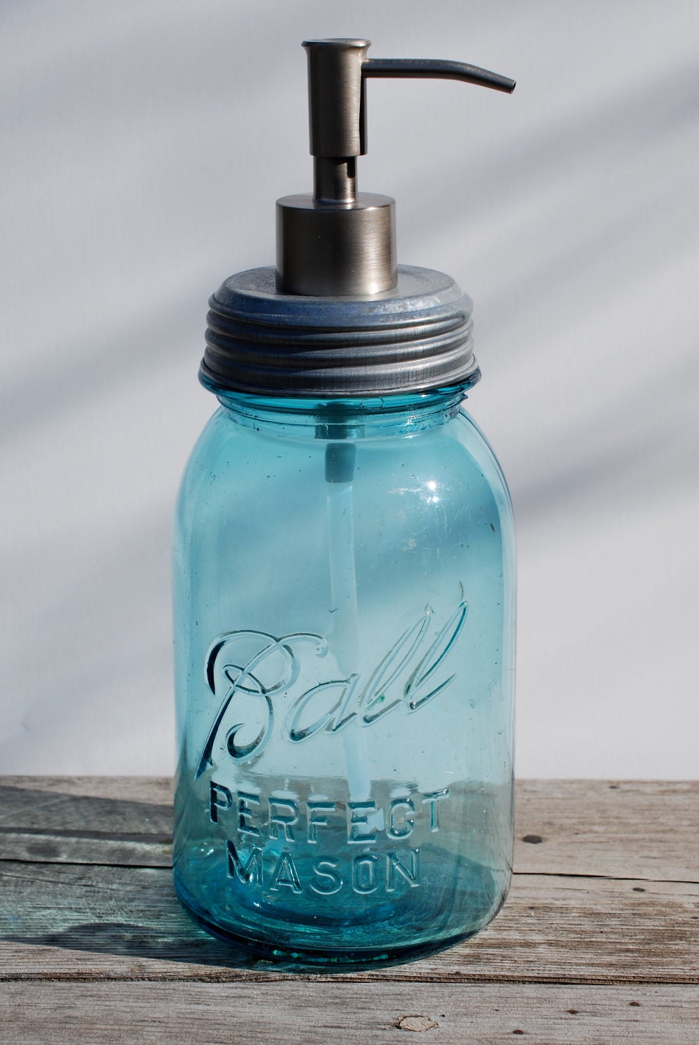 Pumped Up Lids Soap Dispenser One Blue Quart by shopallthings