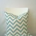 18 inch throw pillow cover, Chevron light blue and white. Zigzag pattern, modern print. For indoor use.