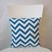 14 inch throw pillow cover, Chevron teal turquoise and white. Zigzag pattern, modern print. For indoor use.