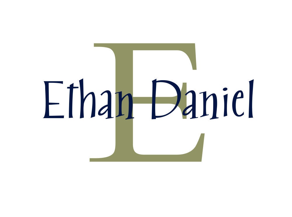 Personalized Name and Initial Vinyl Wall Decal Custom with Monogram for Girl Boy Baby Nursery Fun 22Hx36W FS048