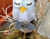 Owl Plush Doll - Sleepy Grey and White