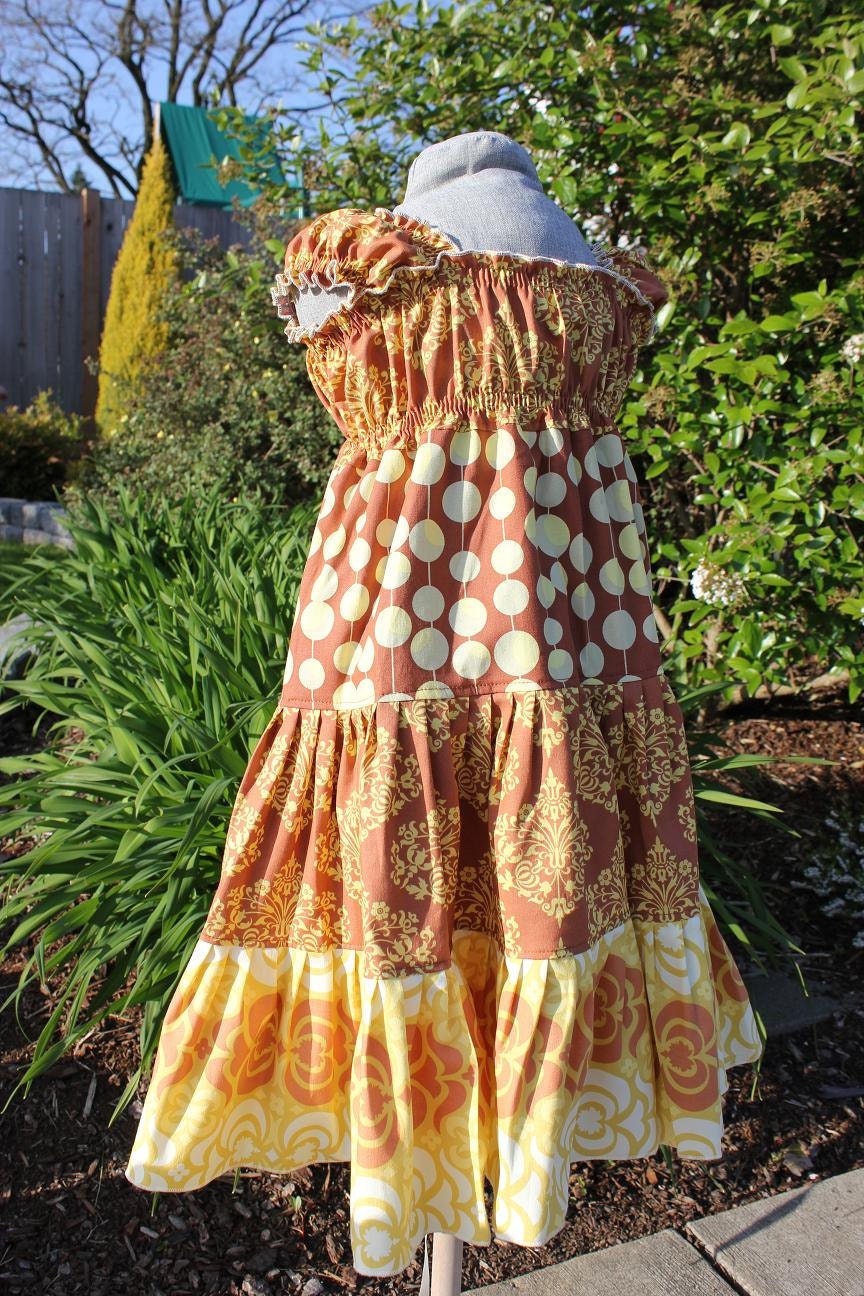 The Pinwheel Dress in Coco - Boutique Twirly Ruffle Pettiskirt Dress Girls Size 4T - 5T