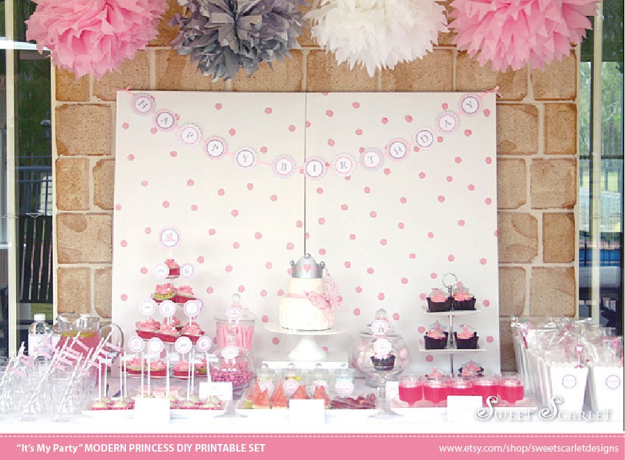 PRINCESS Party Printable Set - Invitations, Cupcake Toppers, Water Bottle Labels & More