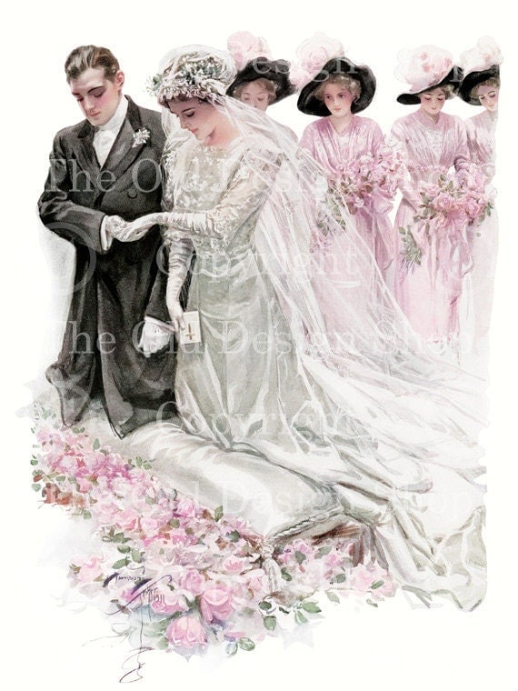 THE WEDDING Harrison Fisher Vintage Image for Cardmaking Altered Art Mixed Media Scrapbooking Digital Download