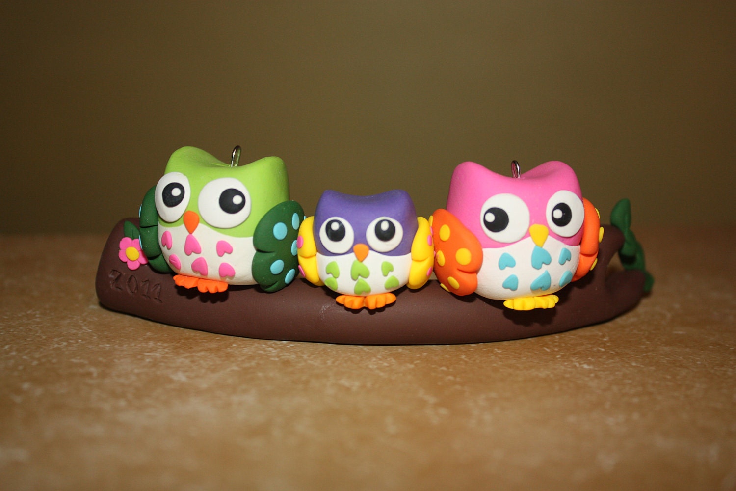 Custom Owl Family Cake Topper / Christmas Ornament personalized