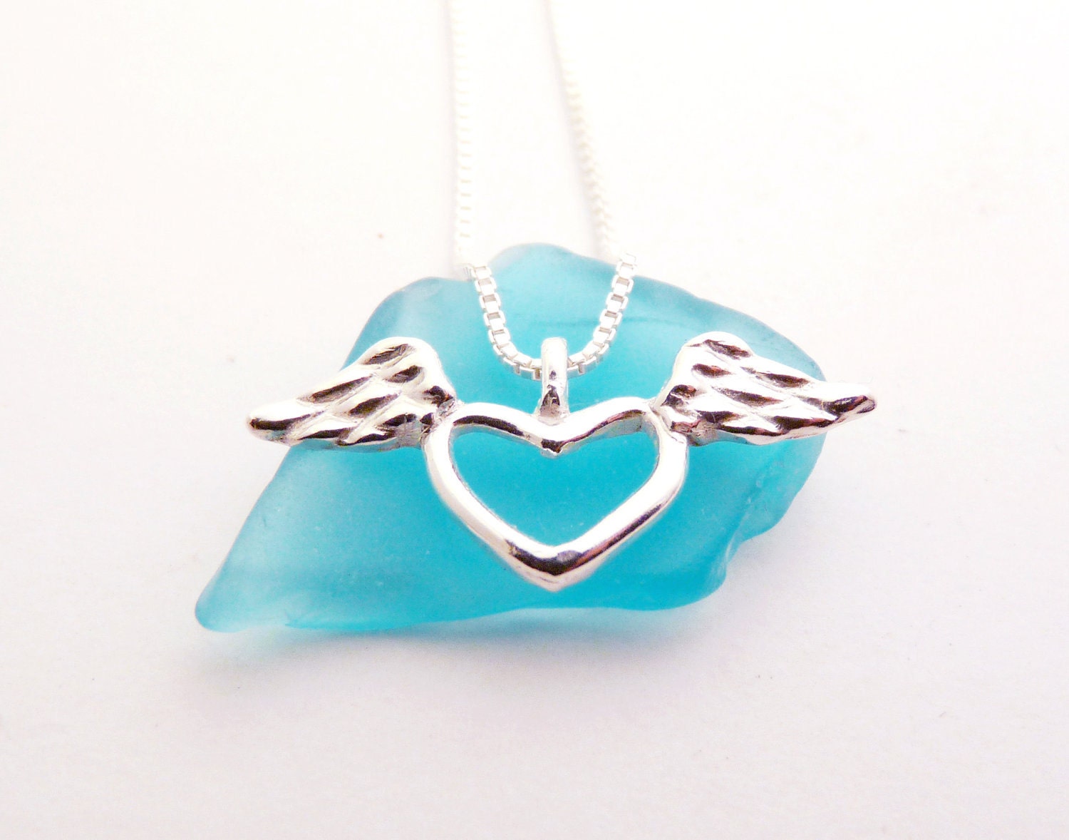 Silver Winged Open Heart Necklace (Pure Silver Pendant)