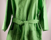Personalized  Spa Robe Waffle Weave Kimono Green  Monogrammed