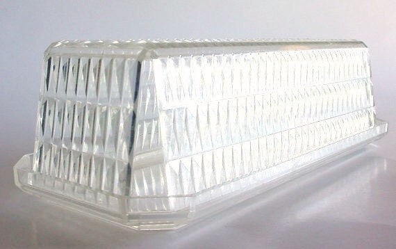 LUCITE Butter Dish- Vintage Mid Century Modern- Arrow- Made in USA 1950s