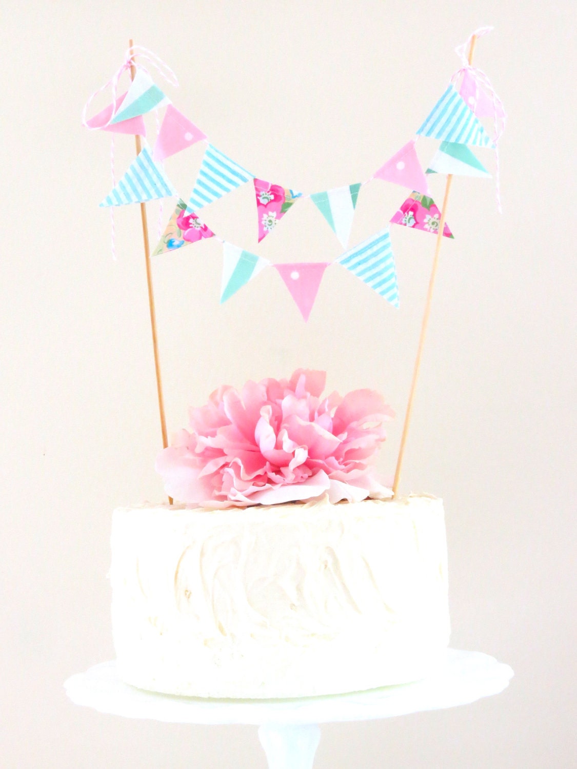 Vintage Fabric Cake Bunting- "Seaside"
