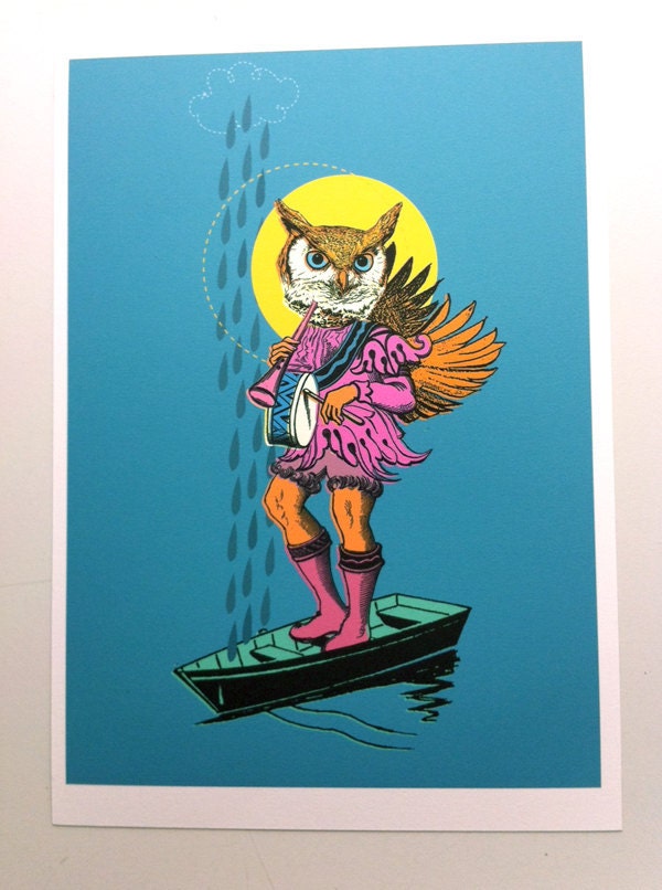 Owl play you a song  - A4 Art Print