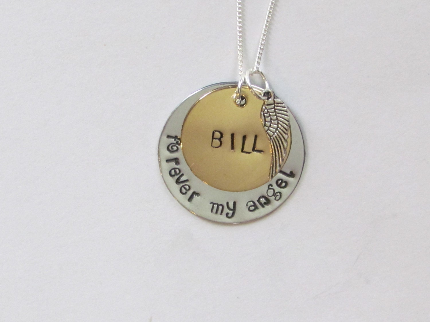 FOREVER MY ANGEL - Memory Necklace - Angels- Hand Stamped Jewelry - Heaven above-flower gift box included