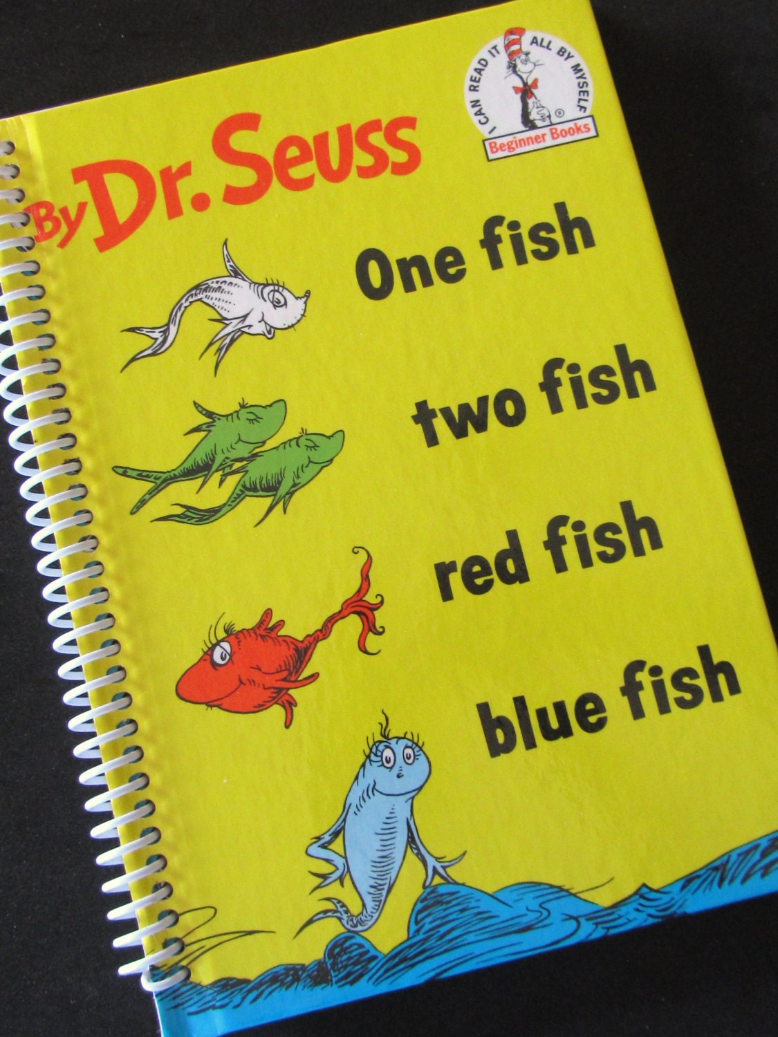 SEUSS One Fish Two Fish Sprial Bound Journal or Diary Made from a Loved STORYBOOK